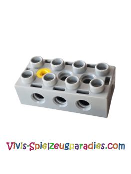 Lego Duplo, Toolo-Stein 2 x 4 mit Löchern an den Seiten und oben sowie 1 Schraube oben (31184c01) hellgrau
